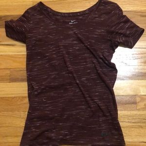 Marron and White Nike Dri-Fit T-Shirt